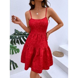 Summer Print Red Halter Dress