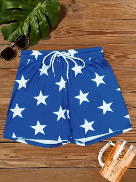 Women's Starry Sky Print Drawstring Shorts with Pockets - Casual & Fashionable, Perfect for Spring/Summer Vacations