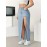 Split Side Whiskering Light Washed Blue Casual Style Stretchy Maxi Denim Skirt, Women's Denim Jeans & Clothing